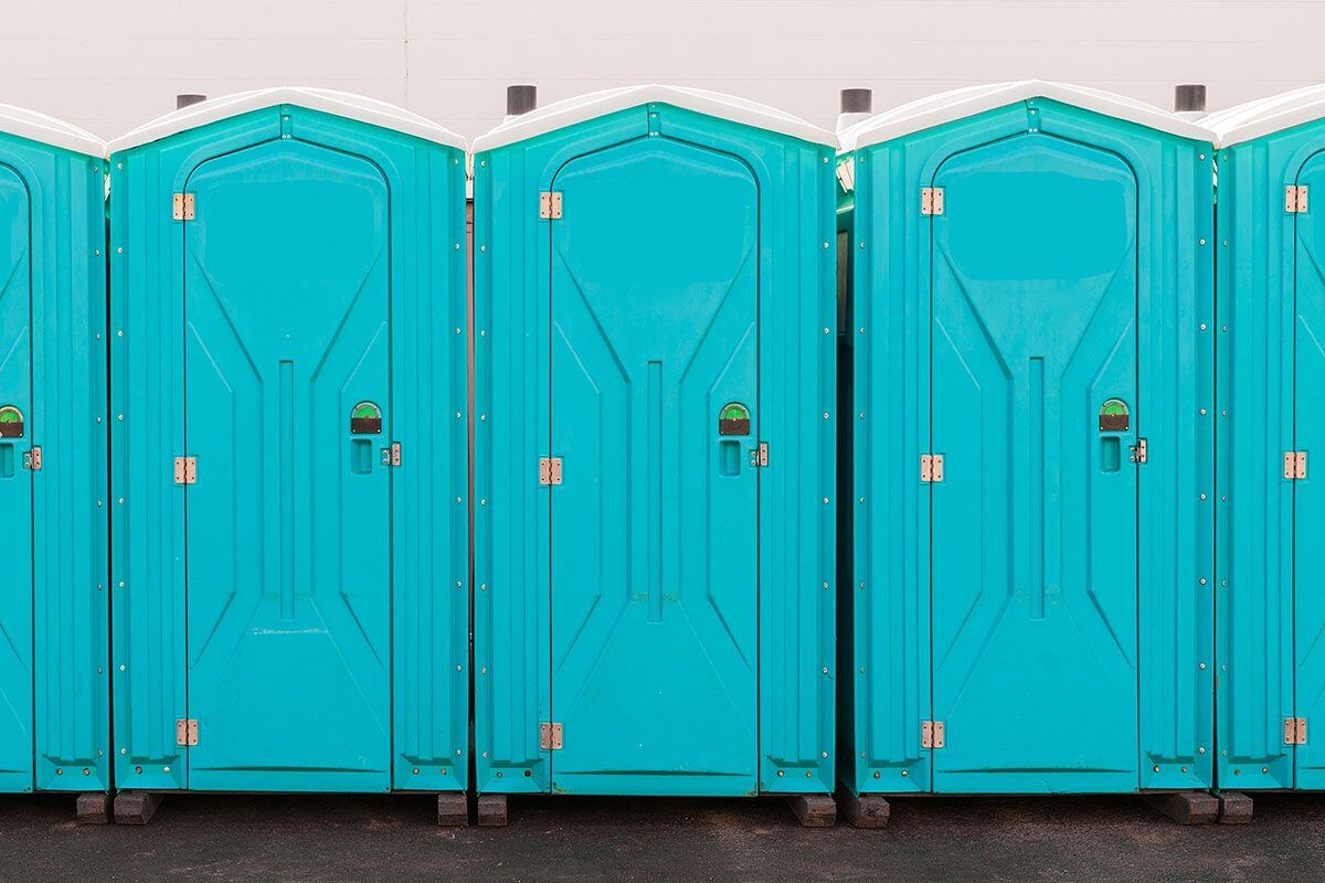 Industrial portable restroom units at a plant in Manhattan, Kansas