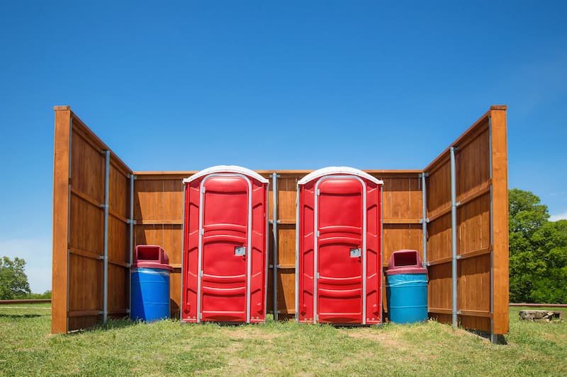 Short-term porta potty units staged for delivery in Manhattan, Kansas